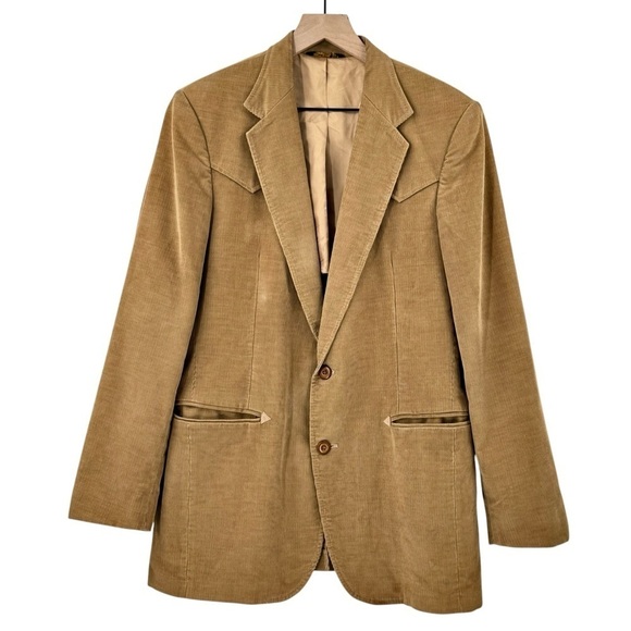 Vintage Other - Vintage 70s Western Wear Corduroy Blazer Mustang by Haggar Made in USA Tan | 40